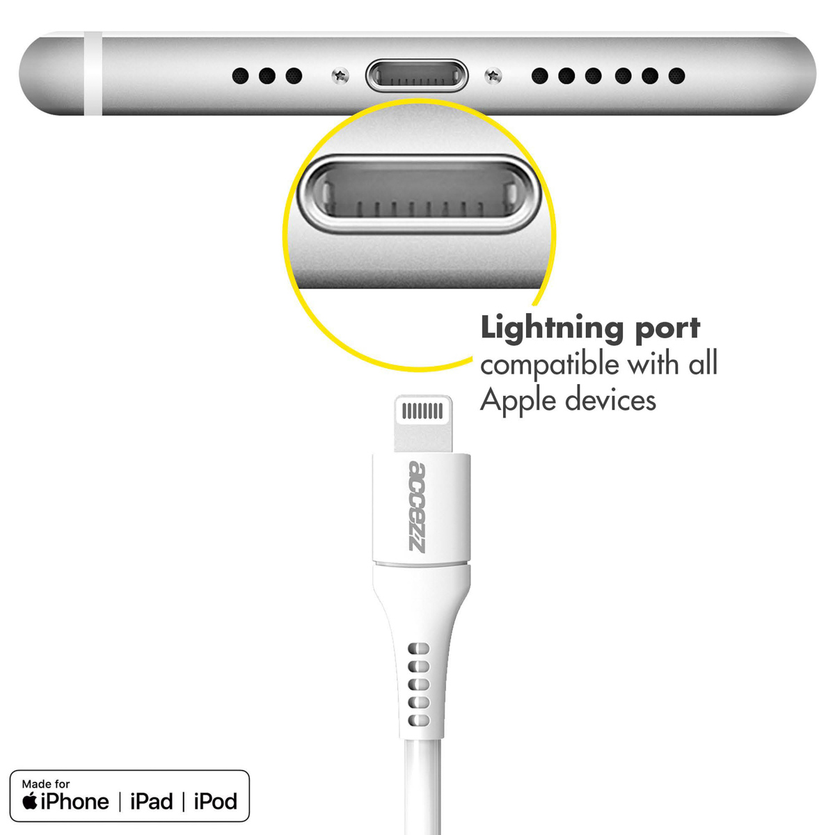 Accezz 2 Pack Lightning Naar USB Kabel MFi Certificering 2 Meter