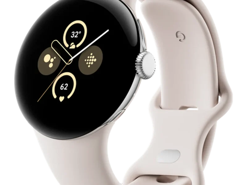 Google Pixel Watch 2 - Zilver (Beige Siliconenband)